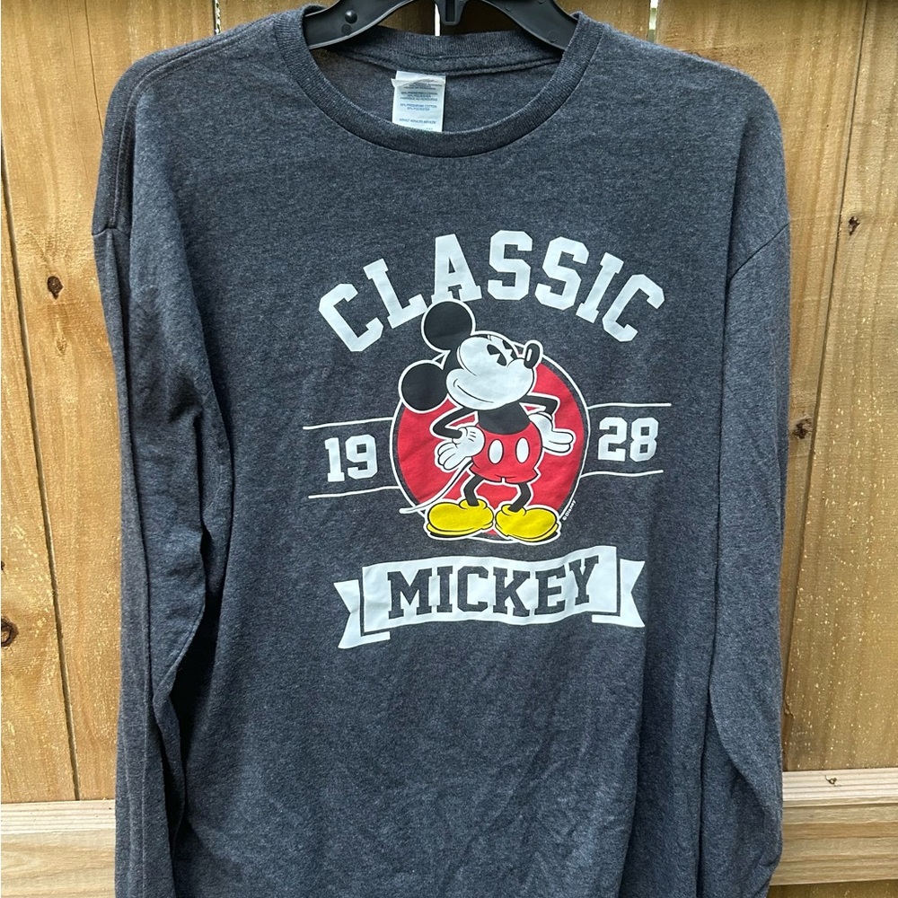 Disney Mickey Vtg Delta Pro Weight Gray Shirt size large long sleeve